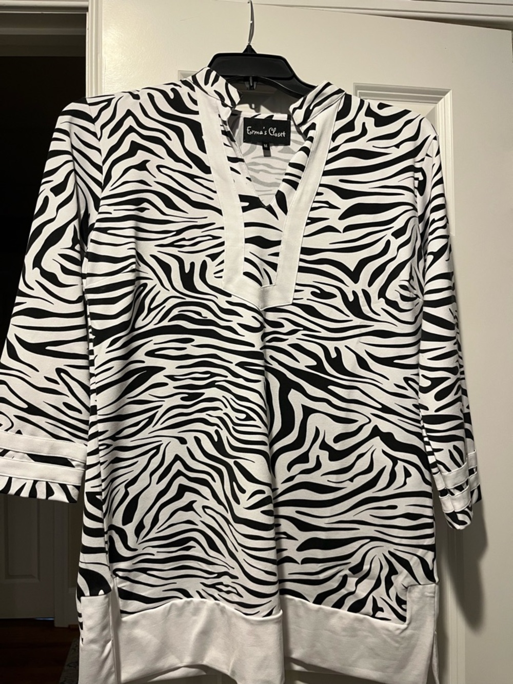 Zebra Print Tunic Top - Black & White